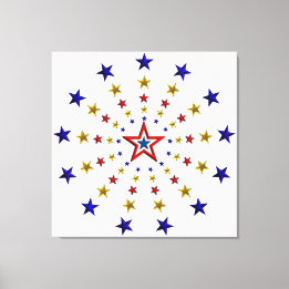 Impressão Em Tela Padrão de Estrelas Patrióticas