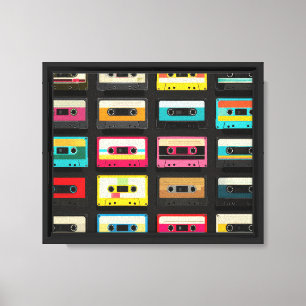 Impressão Em Tela Padrão de Fita Cassete Retro – Música Vintage