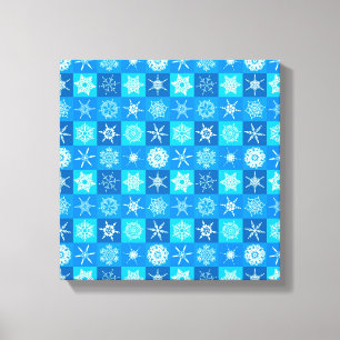 Impressão Em Tela Padrão de Flocos de Neve Azul