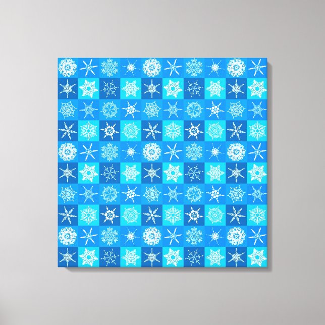 Impressão Em Tela Padrão de Flocos de Neve Azul (Frente)