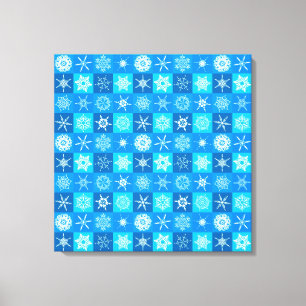 Impressão Em Tela Padrão de Flocos de Neve Azul