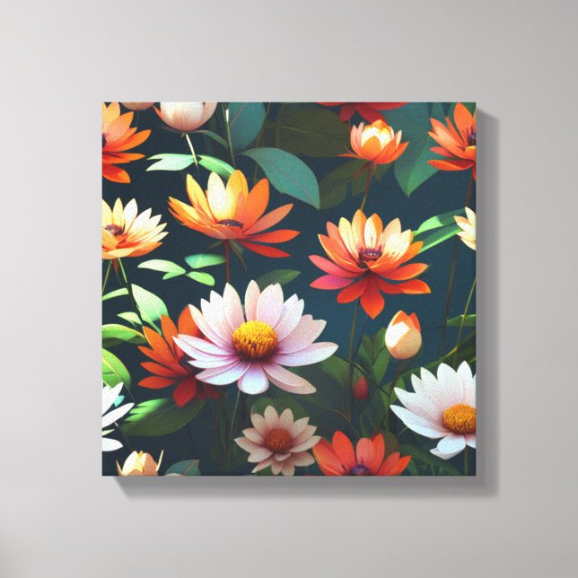 Impressão Em Tela Padrão De Flor De Lotus Sem Costura (Frente)