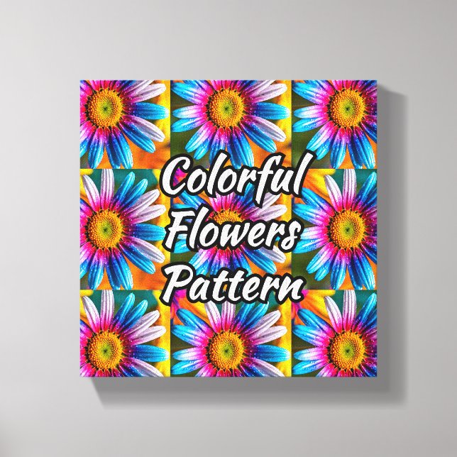 Impressão Em Tela Padrão de Flores Coloridas Fofas (Frente)