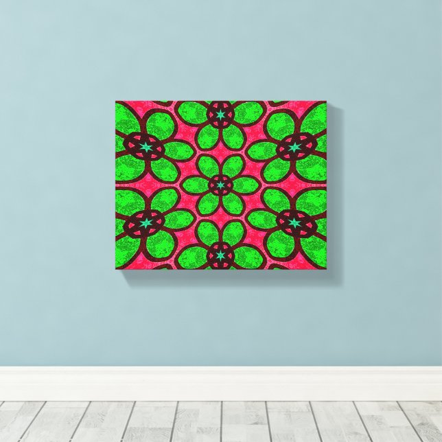 Impressão Em Tela Padrão de Flores de Abstrato Bonito (Insitu(piso de madeira))
