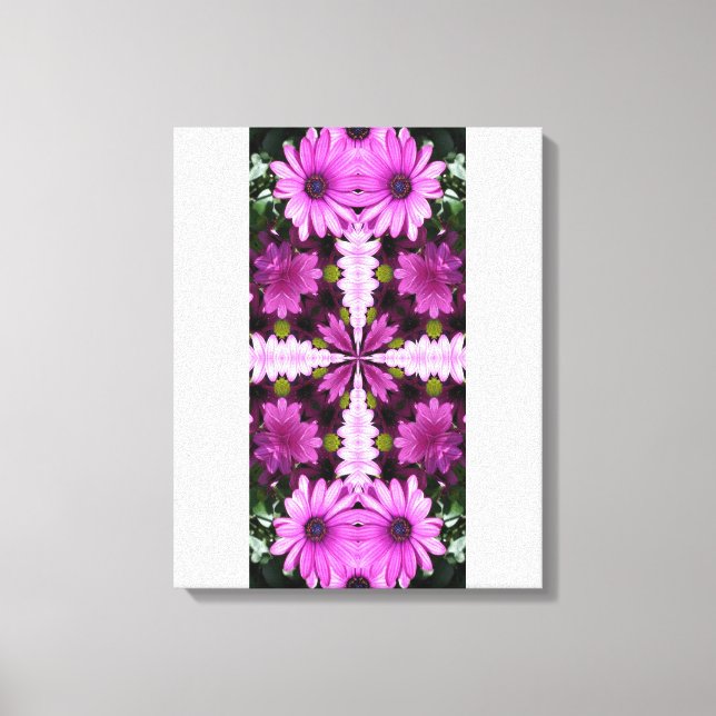 Impressão Em Tela Padrão de Flores de Margarida abstrato Roxo (Frente)