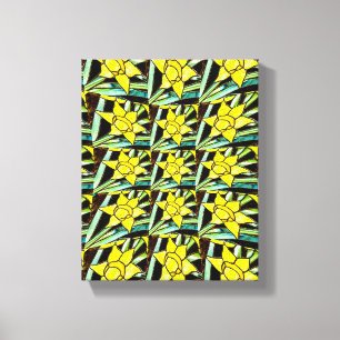 Impressão Em Tela Padrão de Flores de Valor Amarelo