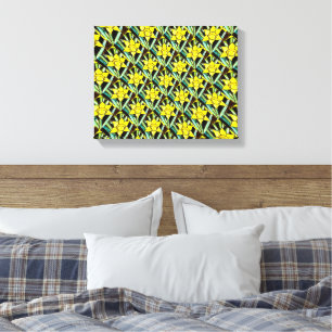 Impressão Em Tela Padrão de Flores de Valor Amarelo