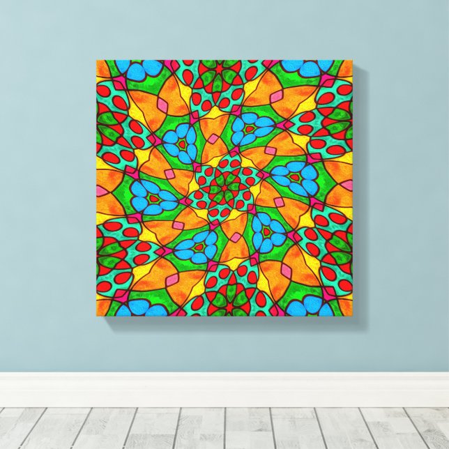 Impressão Em Tela Padrão de Flores Estéticas (Insitu(piso de madeira))