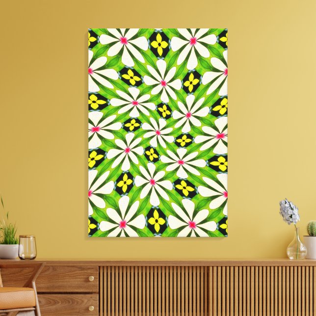Impressão Em Tela Padrão de Flores Estéticas (Insitu(Sala de estar))