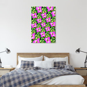 Impressão Em Tela Padrão de Flores Tropicais Rosa