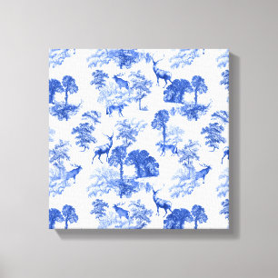 Impressão Em Tela Padrão de Floresta de Raposa Azul