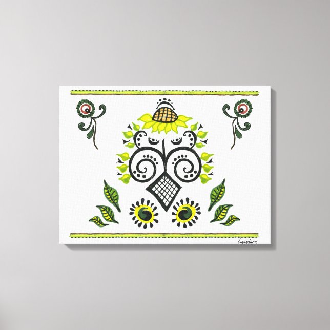 Impressão Em Tela Padrão de Folha de Girassol (Frente)