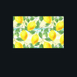 Impressão Em Tela Padrão de Fruta de limão tropical de Verão de chic<br><div class="desc">Lindos padrões de fruta de limão azul-turquesa azul-turquesa,  amarelo e laranja,  no fundo de cor-de-água listrada. design ornamentado de hipster,  divertida,  moderna e caprichosa para a elegante moda artística ou diva de moda artística,  leme de quadra,  estilo de arte retrô vintage ou amante de motif abstrato.</div>