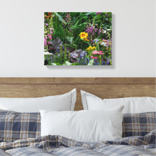 Impressão Em Tela Padrão de Fundo de Flores Vibrantes de Jardim de V