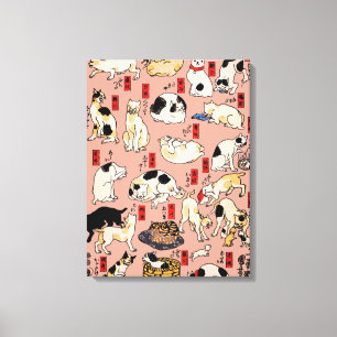 Impressão Em Tela Padrão de Gato Ukiyo-e Japonês Vintage: Kuniyoshi