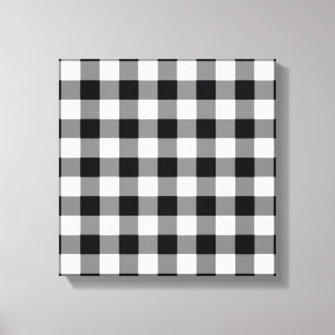 Impressão Em Tela Padrão de Gingham Preto e Branco