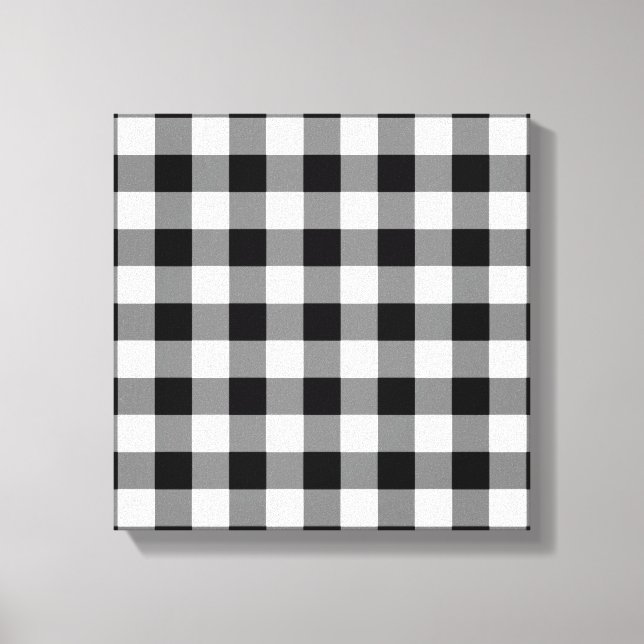 Impressão Em Tela Padrão de Gingham Preto e Branco (Frente)