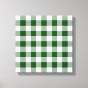 Impressão Em Tela Padrão de Gingham Verde e Branco