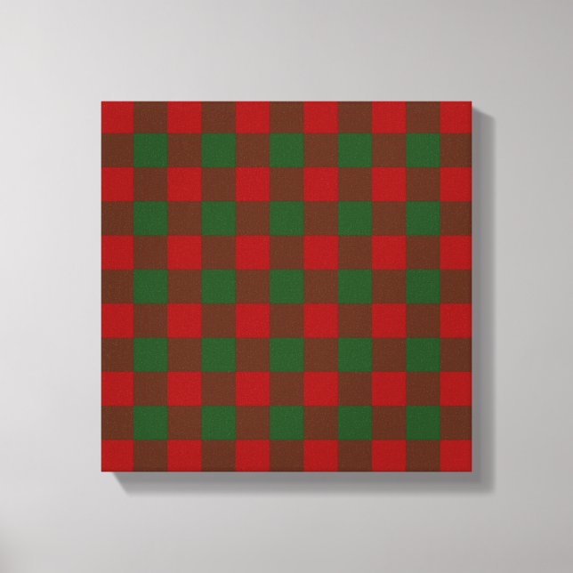 Impressão Em Tela Padrão de Gingham Vermelho e Verde (Frente)