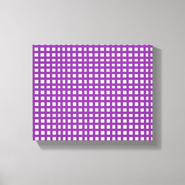 Impressão Em Tela Padrão de grelha de malha quadrada roxa (Frente)