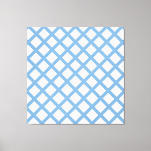 Impressão Em Tela Padrão de Listra de Diamante Arlequim Branco Azul