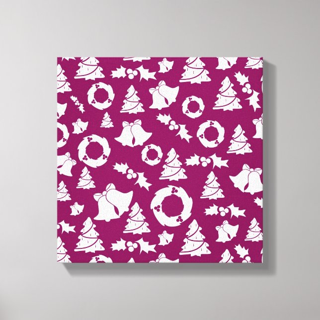Impressão Em Tela Padrão de Natal Roxo (Frente)