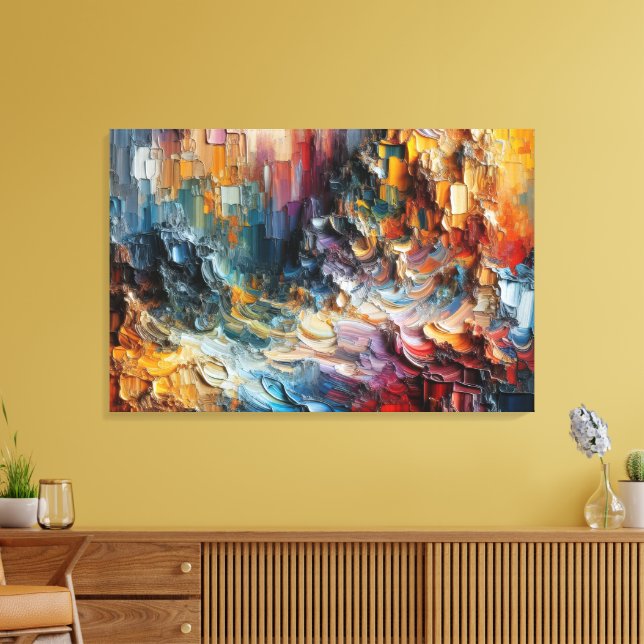 Impressão Em Tela Padrão de pintura texturizada espessa (Insitu(Sala de estar))