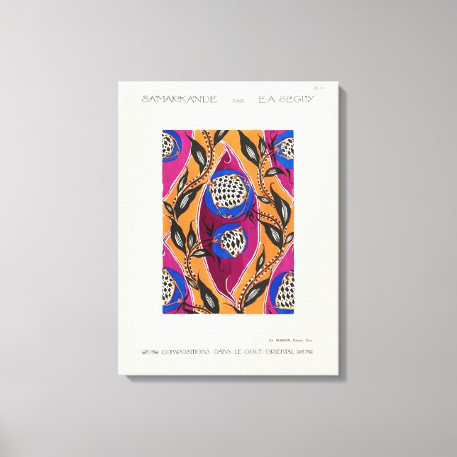 Impressão Em Tela Padrão de Pochoir Flor no Art Nouveau (Frente)