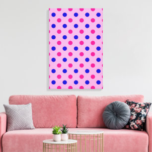 Impressão Em Tela Padrão de Pontos Pink Azul Rosa