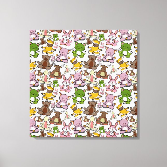 Impressão Em Tela Padrão de poses de ioga | Padrão sem costura de io (Frente)