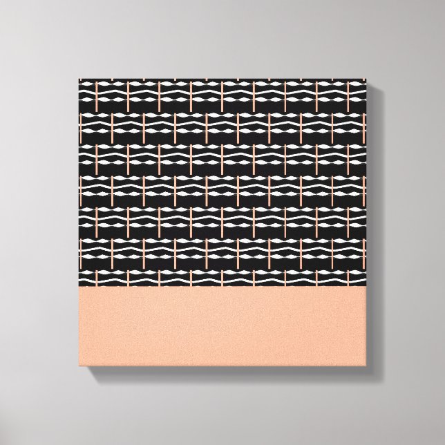 Impressão Em Tela Padrão de quadrados castanho-branco, preto e branc (Frente)