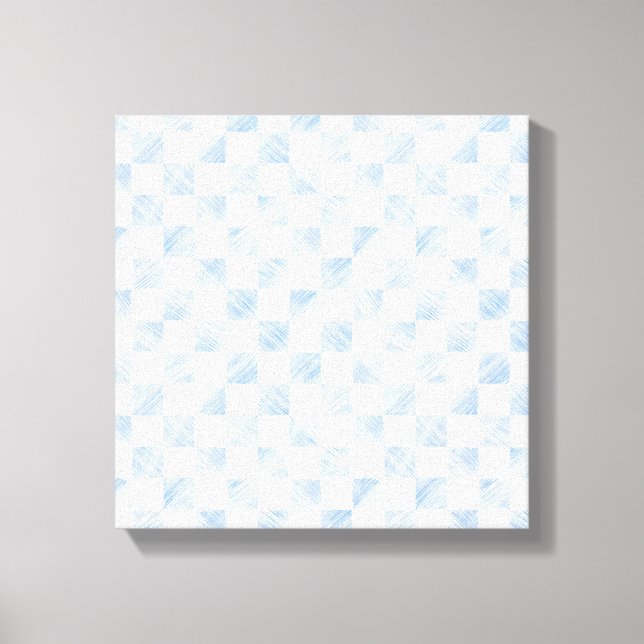 Impressão Em Tela Padrão de Quadro de Verificação Azul Branco Modern (Frente)