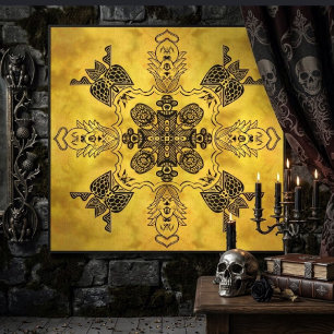 Impressão Em Tela Padrão de Repetição de Desenho de Linha Tribal Gót