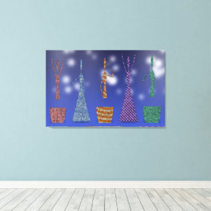 Impressão Em Tela Padrão de silhueta de mulheres dançando de crochê