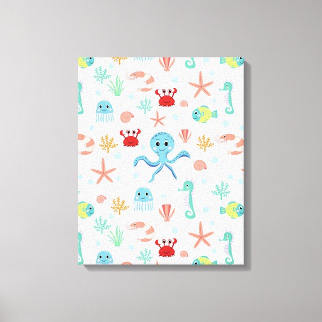 Impressão Em Tela padrão do mundo marinho (Frente)