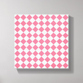 Impressão Em Tela Padrão do Verificador de Diamantes Branco Rosa