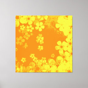Impressão Em Tela Padrão floral amarelo-art e laranja