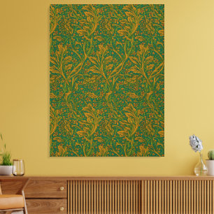 Impressão Em Tela Padrão Floral Arcadia de William Morris Verde Dour
