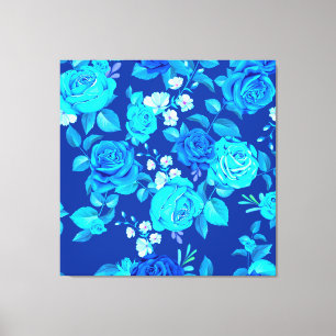 Impressão Em Tela Padrão Floral Blue Flowers