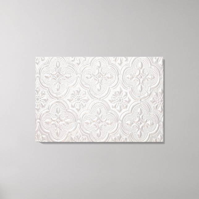Impressão Em Tela Padrão Floral Branco (Frente)