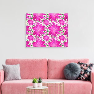 Impressão Em Tela Padrão floral contínuo rosa quente