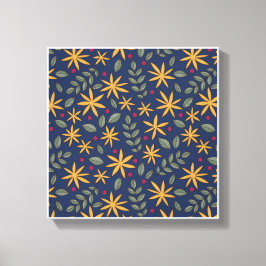 Impressão Em Tela Padrão Floral Dourado Desenho Botânico