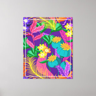 Impressão Em Tela Padrão Floral Exótico Colorido-23148