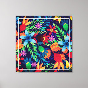 Impressão Em Tela Padrão Floral Exótico Colorido-32436