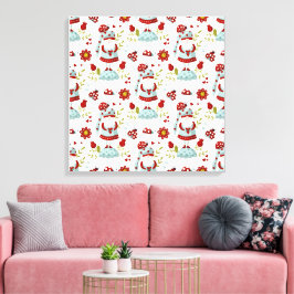 Impressão Em Tela Padrão Floral Gnome Escandinavo Fofo
