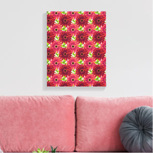 Impressão Em Tela Padrão Floral Ousado com Borboletas Vermelho Vib