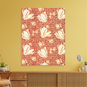 Impressão Em Tela Padrão Floral Red Lily no Estilo William Morris