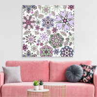 Padrão Floral Sem Costura Rosa Roxo Pastel Retro