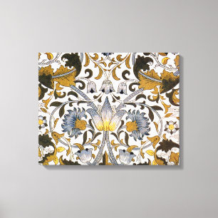 Impressão Em Tela Padrão Floral William Morris Lodden: Azul Dourado