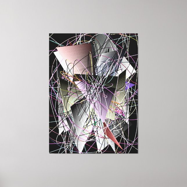 Impressão Em Tela Padrão Geométrico 3D Abstrato (Frente)